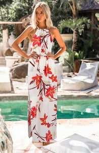 Women Long Maxi Dresses Bohemia Sleeveless Floral Print Ethnic Summer Beach Female Split Stylish Asymmetrical Dress Vestid